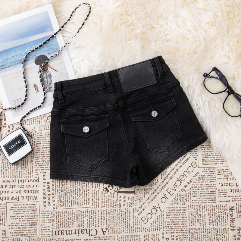 Summer New Black Slimming High-Waisted Versatile Stretchy Hip-Enhancing Hot Girl Shorts Retro Fashion Hip-Hugging Pants Trendy Summer New Black Slimming High-Waisted Versatile Stretchy Hip-Enhancing Hot Girl Shorts Retro Fashion Hip-Hugging Pants Trendy