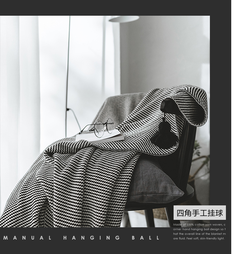 chăn giải trí đơn sofa đơn giản màu đen và trắng sọc bông handmade bông chăn ngủ trưa chăn nordic INS - Ném / Chăn chăn lông cừu giá bao nhiều