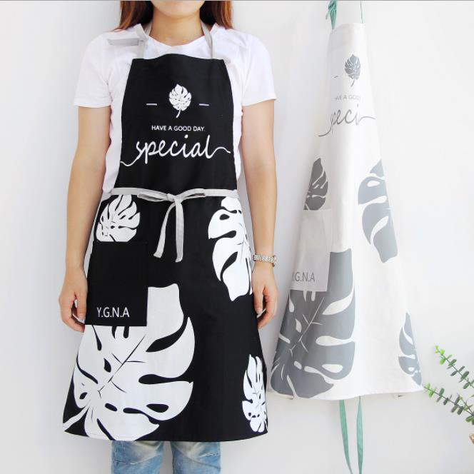 Nordic Ins apron Home Kitchen Ladies Fashion Waterproof Male And Female Attendants All-cotton Day Cooking Work Hood Clothing