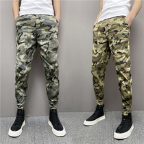 Summer mens small feet thin overalls trendy brand popular slim camouflage toe Harlem pants Joker casual trousers