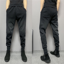 2021 Winter Male Velvet Thickened Small Foot Casual Jeans Mid waist Supper youth tightness Harun bunches pants