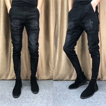 Social mens pants Net red with the same pair of legs jeans spirit guy small feet slim slim trend personality pencil pants