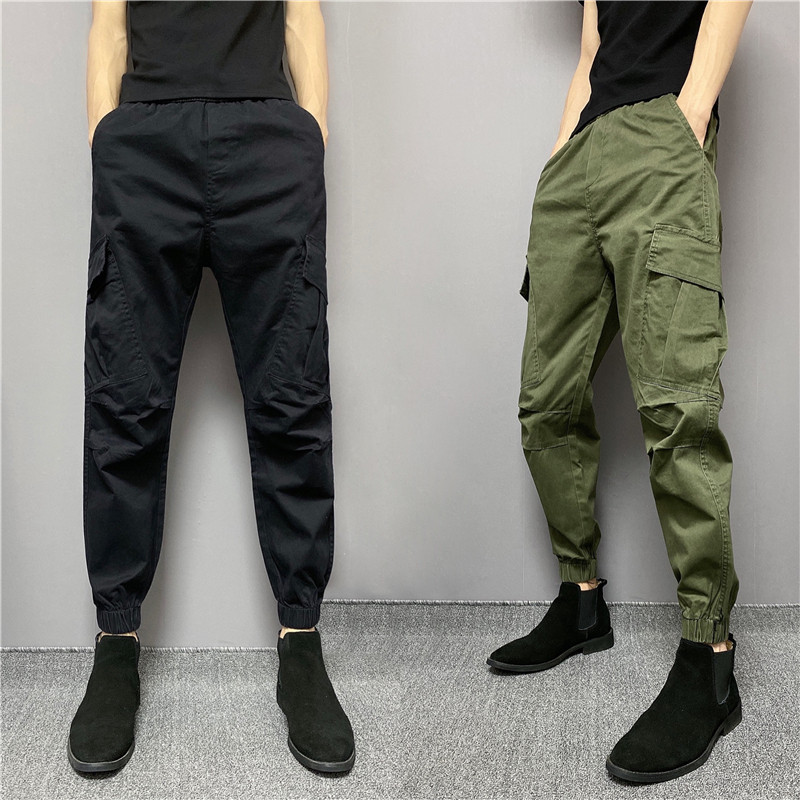 2021 new fall casual workwear pants Young men small footed microbounty multipocket bunches spirit little guys pants