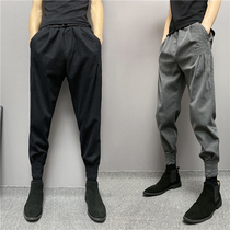 Fall Youth Small Foot Popular Casual Pants Micro-Play Midway Waist Bunch Foot Spirit Little Boy Pure Color Kharen Clothing Pants