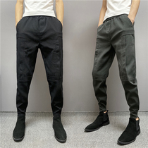 Autumn mens sports toe casual pants Joker slim slim fitting tooling trend trousers youth solid color small feet Haren pants