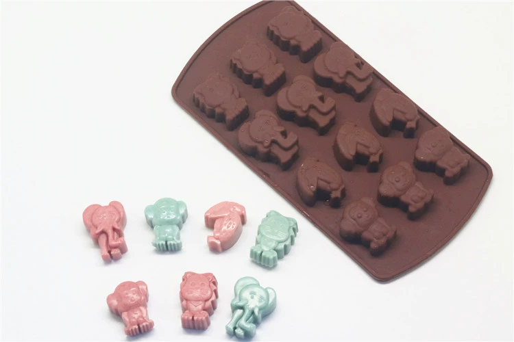 Khuôn sô cô la tự làm Khuôn trẻ em Handmade Chocolate Khuôn Hoạt hình Hình động vật tráng miệng Ice Cube Xà phòng Khuôn khuôn nhựa làm bánh
