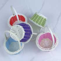 Exquisite anti-rattan mini round hand basket hand-woven flower basket decoration childrens Easter diy basket storage