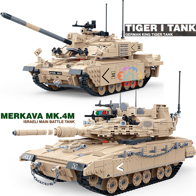 610893個のプラスチック製ブロックを組み立てる難易度の高いキットで、手と目の協調性が試されます。99チャレンジャーメルカバ大型戦車のモデルです。