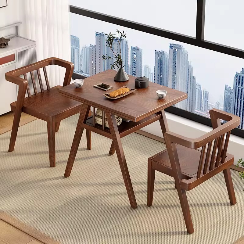 Balcony Complete Set of Solid Wood Tea Table and Chair Combination, Simple One Table and Two Chairs, Small Apartment Meeting Table, Leisure Rattan Chair Three-Piece Set Balcony Complete Set of Solid Wood Tea Table and Chair Combination, Simple One Table and Two Chairs, Small Apartment Meeting Table, Leisure Rattan Chair Three-Piece Set