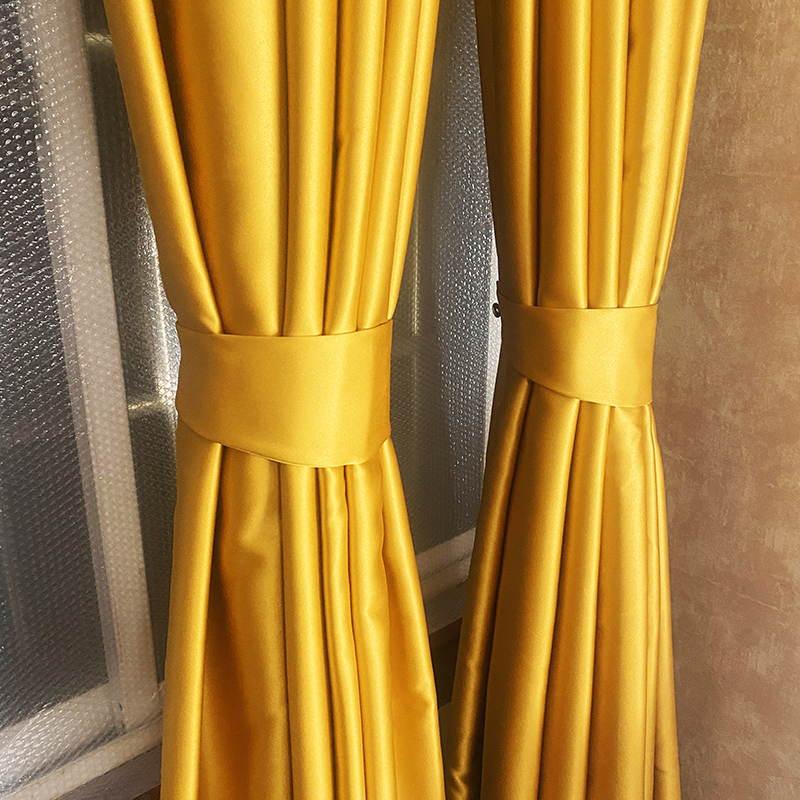 Double-Sided Golden Glossy High-Precision Blackout Curtains for Bedroom, Living Room, Balcony, Hotel, Elderly People's Room, Buddhist Hall, Small Windows