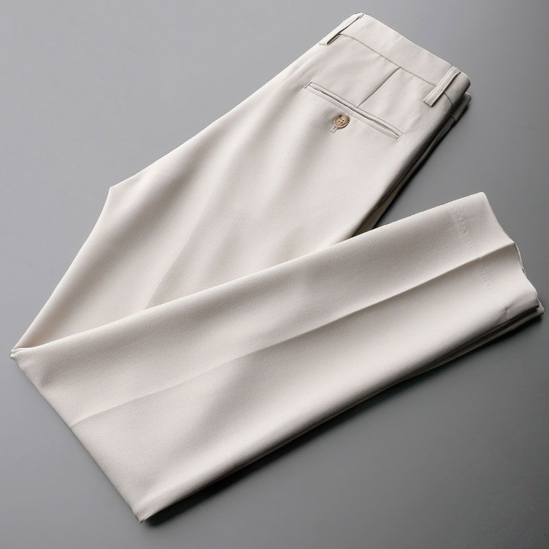 Casual trousers men's spring and summer thin Korean version trend cropped pants business straight leg loose drape men's trousers kz