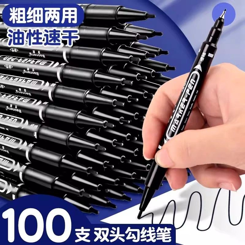 両端マーカー、黒、速乾性、両面アートライナーペン、油性ペン、水性ペン、オフィスマーカー。