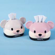 Creative cute cartoon tra mouse wheat fiber home living room tissue box restaurant roll paper box