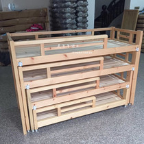 Childrens double-decker kindergarten upper and lower beds Pinus sylvestris sylvestris wooden multi-person push-pull bed log double bed guardrail bed wooden