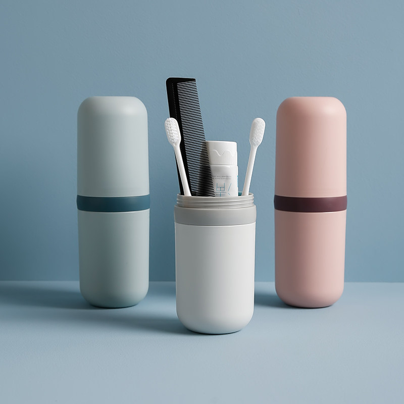 Portable toothbrush box toothware storage box simple travel wash mouth cup creative cute couple tooth tube tooth cylinder cup