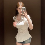 Дизайнерский корсет, летняя модная рубашка, тренд сезона, V-образный вырез