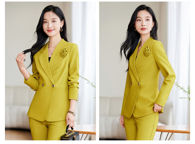 パンツセットアップ フラワーコサージュ付きダブルテーラードジャケットパンツセットアップ