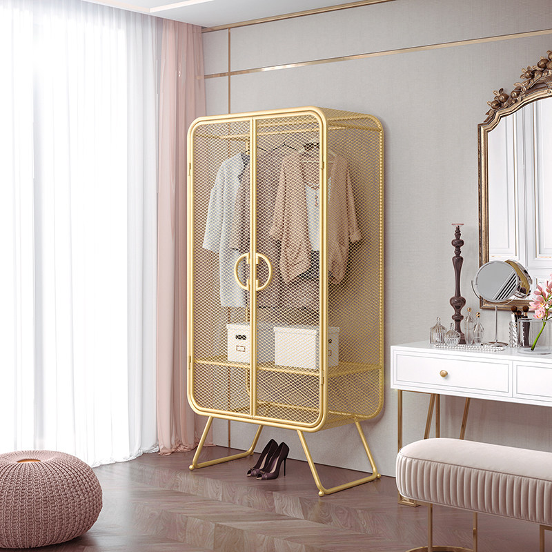 Nordic style bedroom simple wardrobe golden simple ins wardrobe storage cabinet full hanging home hanging wardrobe customization