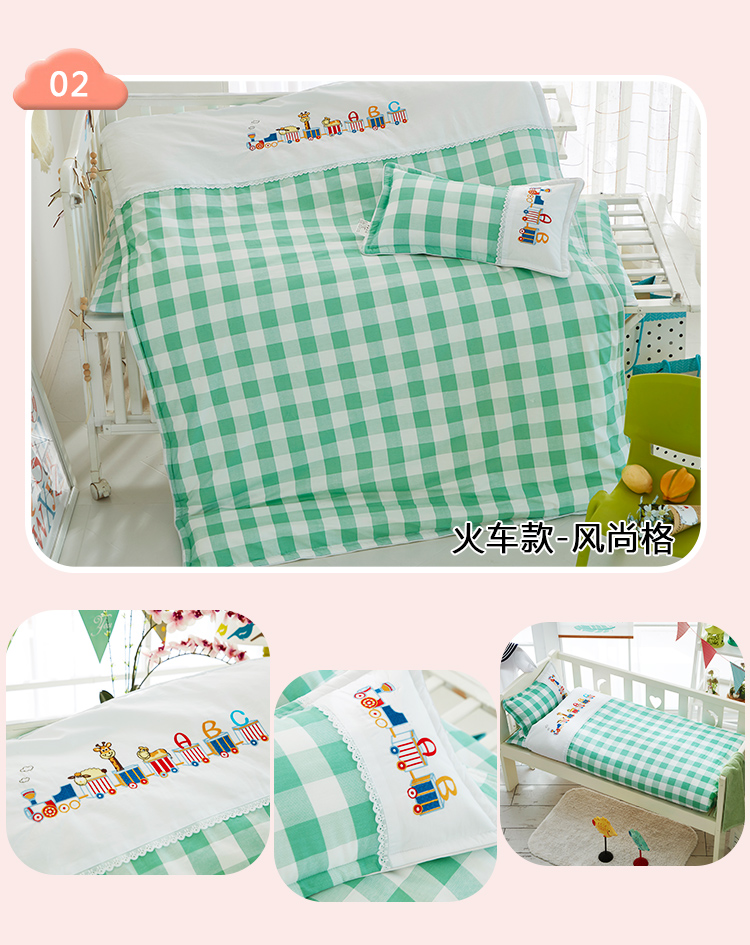 Mẫu giáo quilt ba mảnh thiết lập với lõi mùa xuân và mùa hè bé trẻ em bộ đồ giường cotton bé nap quilt chần bốn mùa