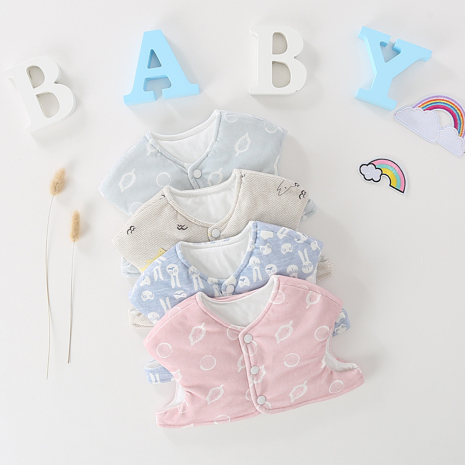 Autumn and winter pure cotton baby shoulder pads to keep warm sleeping baby children thin section vest sleeveless vest heating room shoulder pads