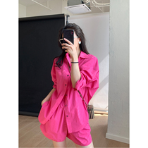 Amyy Studios casual series sand wash style Xinjiang long staple cotton fashionable shirt shorts