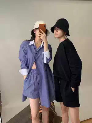 Shen million AmyyStudios du Jiading weaving high density 1OO%Xinjiang sponge striped shirt set