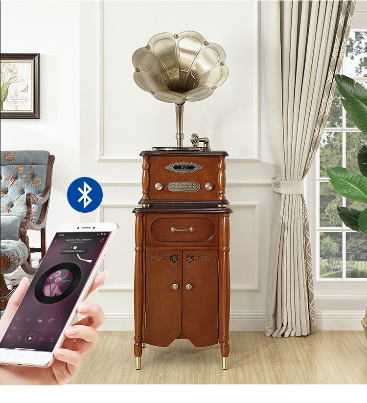 Виниловый проигрыватель 留声机台美式复古客厅欧式轻奢黑胶唱片机蓝牙老式仿古实木唱机促 OTHER
