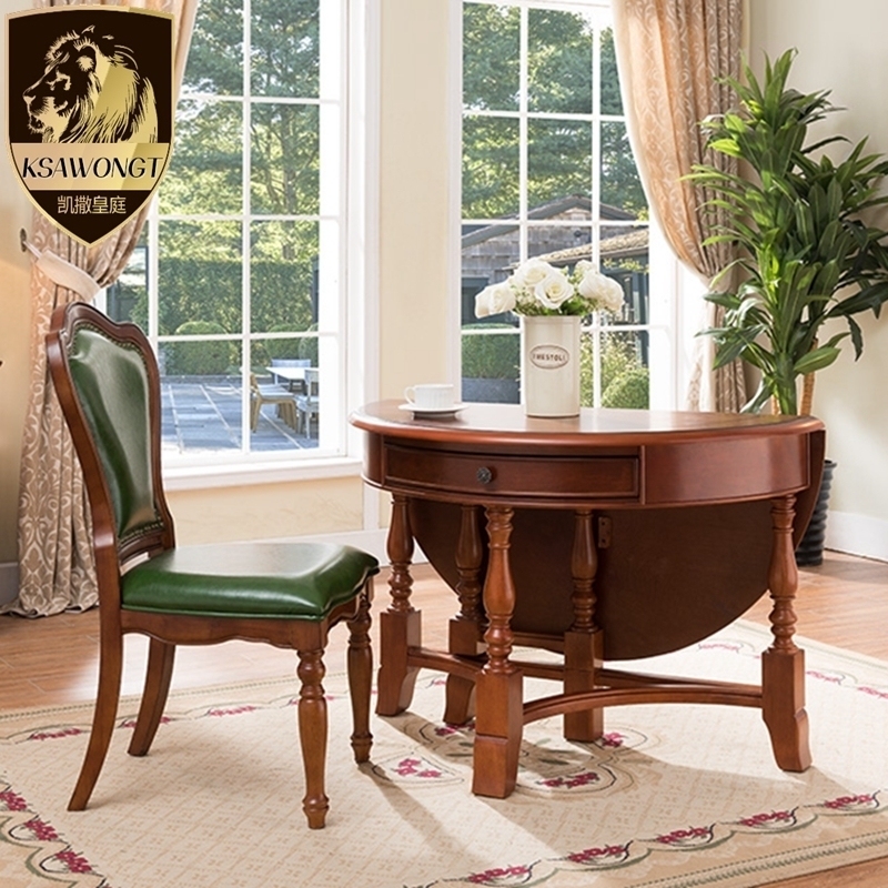 Dining table American foldable entrance solid wood table multifunctional home round dining table chairs small apartment dining table spot