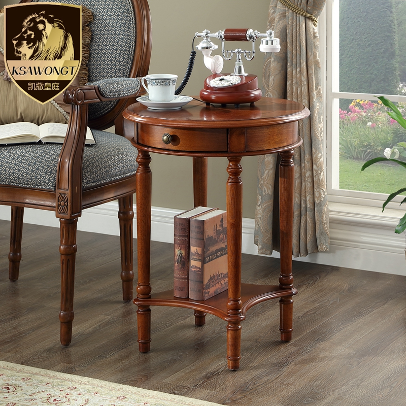 Sofa side a few corners a few American small round table round small tea table flower shelf European-style casual table phone frame side table spot-Taobao