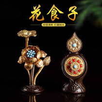 Eight supplies of pure copper inlaid with colored beads Duoma food butter flowers Buddha Temple instruments for flowers Tibetan Buddhist supplies ornaments