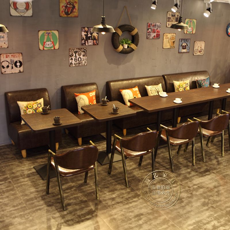 Cafe sofa card seat table and chair combination Theme restaurant tables and chairs Catering shop chairs Milk tea shop restaurant tables and chairs