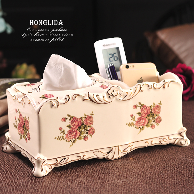 European ceramic tissue box creative household multi-function living room tea few parts remote control box