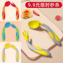 Newborn baby feeding water learning eating training spoon children flexible supplementary Bowl Spoon baby tableware fork spoon set