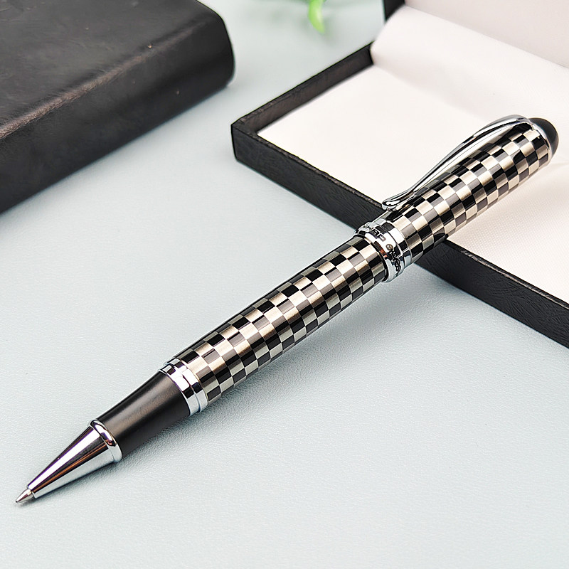 Metal stainless steel signature pen gift box plug-in gel pen black 0 7mm smooth ball pen lettering