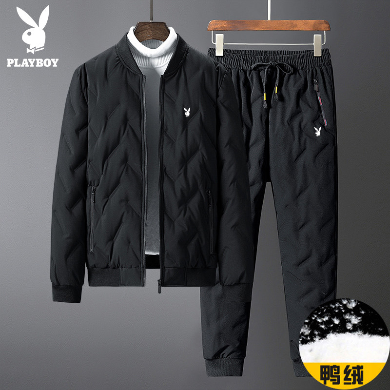 Пуховик Playboy, костюм мужской зимний легкий, короткий, толстый, теплый, для папы среднего возраста, зимняя мужская куртка