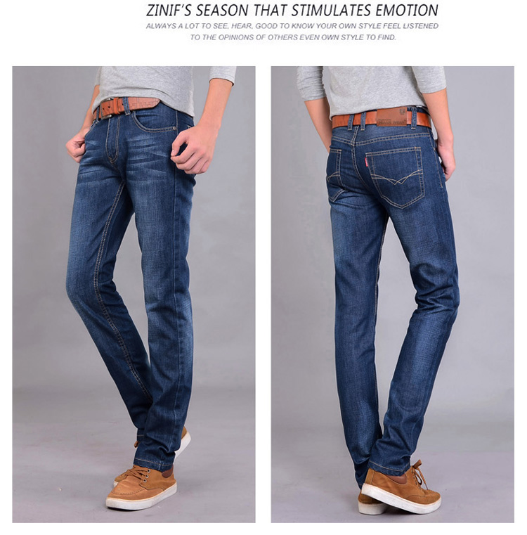 Của nam giới ánh sáng màu jeans nam mùa xuân và mùa hè phần mỏng thẳng lỏng kích thước lớn trung niên của nam giới thường quần dài siêu mỏng