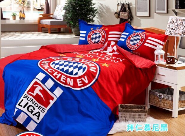 Fans nguồn cung cấp đội đội giường biểu tượng lanh Bốn gối giường chăn ba mảnh Barcelona Barcelona - Bộ đồ giường bốn mảnh chăn ga gối đệm hanvico giảm giá