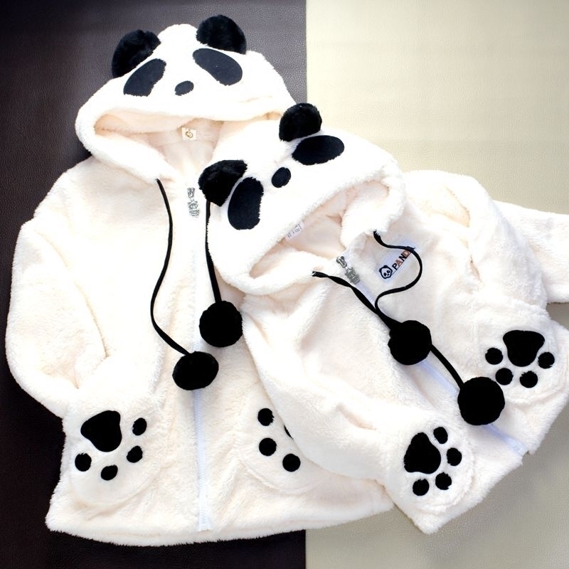 Child parent-child winter male and female child plus warm cashmere cloak coat Long sleeves jacket Panda Cotton Clothes Horse Chia Cotton Clothing
