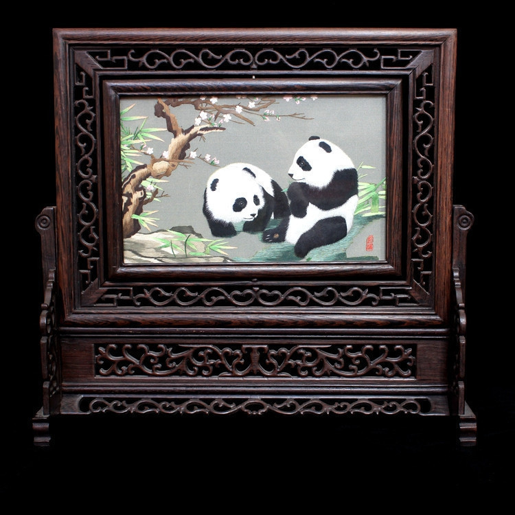 Handmade double-sided embroidery panda Shu embroidery Sichuan embroidery Sichuan Chengdu characteristic crafts Chinese style overseas gift gifts