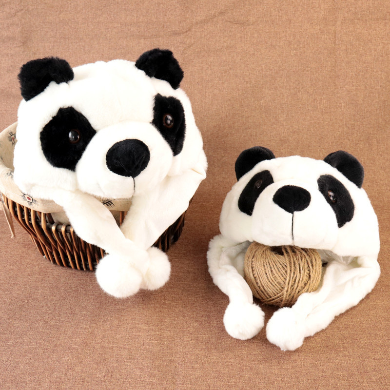 Sichuan Chengdu tourism souvenir gift Plush Panda hat Ear cap Parent-child cap Children adult team activities