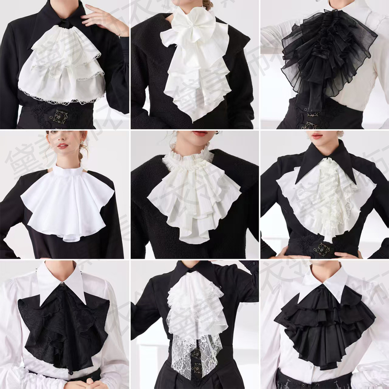 Lolita Bib Gothic Court Cosplay Uniform Halter Neck Accessory Collar Flower Fake Collar Vintage Shirt French Bow Tie