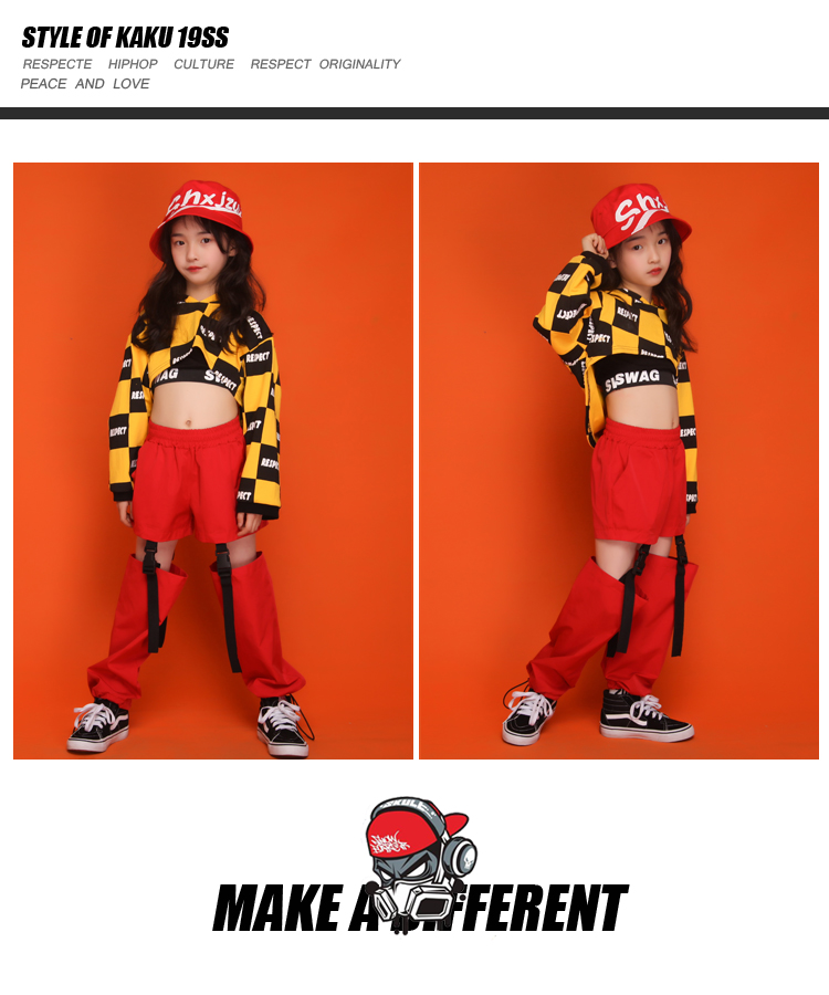 Cô gái nhảy jazz thiết lập hip hop nhạc jazz đường phố trang phục nhảy hiphop trẻ em Hàn Quốc khiêu vũ nhảy jazz quần áo biểu diễn - Trang phục trang phục biểu diễn cho bé trai