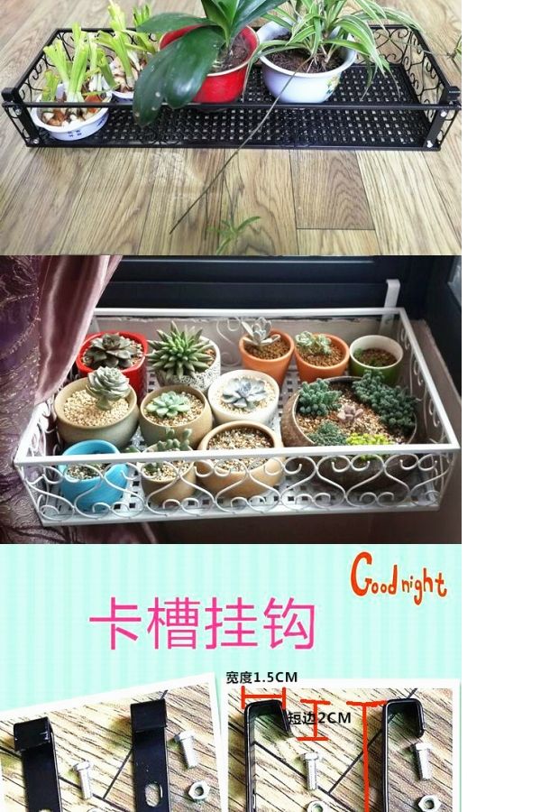 Cửa sổ kiểu châu Âu khe cắm hoa giá treo ban công hoa đứng phòng khách cửa sổ sắt rèn thịt màu xanh lá cây giá chậu - Kệ kệ treo tường thông minh