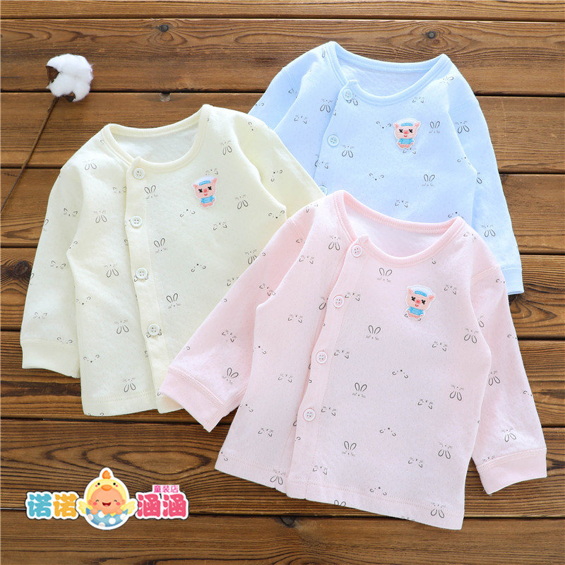 Baby Autumn Clothes Inside Wear Warm Spring Autumn Pure Cotton Beating Bottom Single Piece Open Autumn Blouses Baby Inside Clothes Autumn Clothes