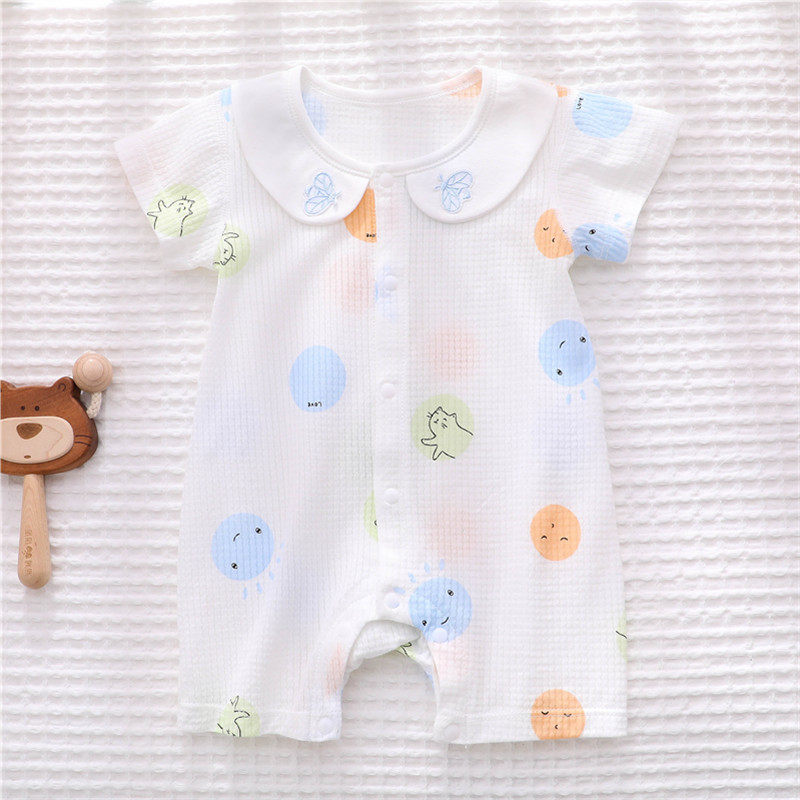 Baby Even sweaters short sleeves No bones Summer slim fit baby male and female summer clothes Harvest climbing clothes early newborn sleeping clothes