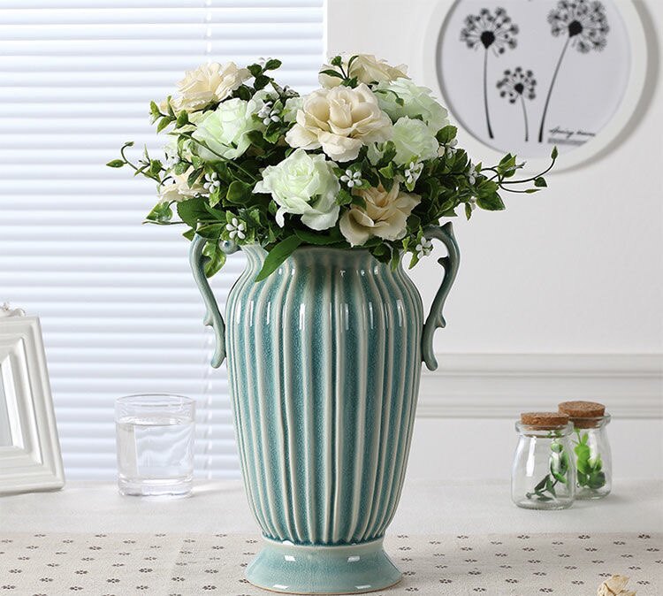European-style ceramic ice cracked glaze living room office flower arrangement creative home table decoration simple hydroponic flower vase