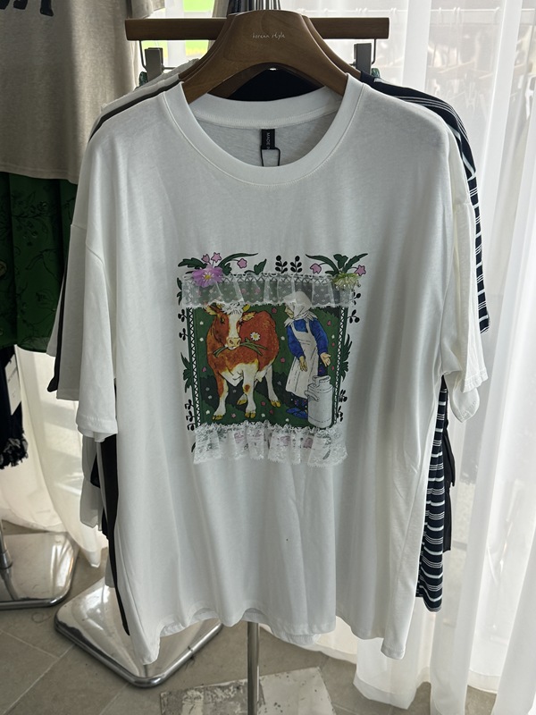 2026 Summer New Korean Style Fashionable Versatile Fun Cow Print Round Neck Short-Sleeved T-Shirt for Women Loose Casual Ins