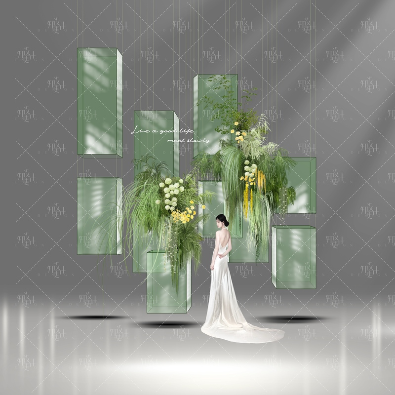 Niche Transparent Acrylic Plant Floral Art Installation Materials Niche Green Plant Wedding Effect Material Psd File