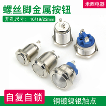Screw foot 16mm19mm22mm metal button switch round head flat head high head self-reset copper plated nickel stainless steel