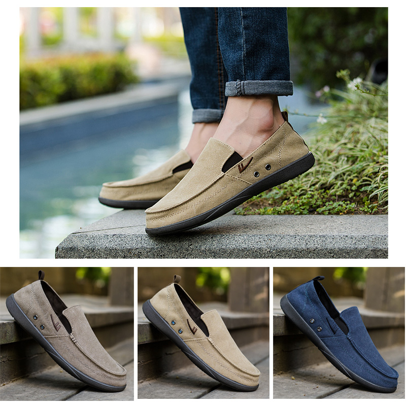 Huili men's shoes canvas shoes spring and autumn one pedal lazy shoes breathable men's classic comfortable simple Joker casual shoes